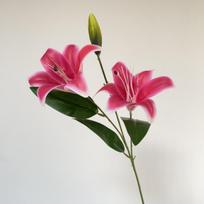 2 Heads Film Lily Artificial Flowers Fake Floral for Home Wedding Table Decor Ornament rožinė