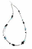[Malline] Natural Stone Long Necklace, Onyx, Amazonite, Cosmo Aura, Length: Approx. 63cm + 5cm Adjuster, Handmade [Hope and Harmony] (Easy to put on white