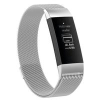 Stainless Steel Magnet Watch Band for FITBIT Charge 3, Size:Small, 187x18mm sidabras