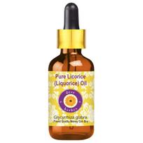 Deve Herbes Liquorice (Licorice) Oil (Glycyrrhiza glabra) with Glass Dropper | Infused | Pure | Non-Sticky | Lightweight | For Skin Blends | Bota yellow