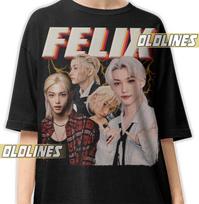 FELIX STRAY  K-Pop Bootleg Shirt / Felix Stray  Concert Band Tee / Felix Yongbok Lee Vintage T-Shirt / Stay Kpop Boyband Tour Merch 130 gray