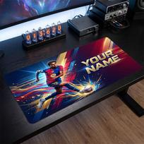 Lamine Yamal Custom Large Mouse Pad, Personalized Name Text Print, Football Logo Non‑Slip Desk Mat Gaming Gift 30cmx60cm gray
