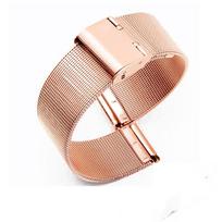 Quick Release Watch Band 12-22mm Universal Milanese Watchband Mesh Stainless Steel Strap Wrist Belt Bracelet Black 18mm rožinio aukso spalvos