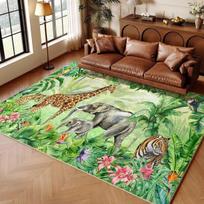 Bohemian Jungle Safari Animal Print Area Rug Tropical Wildlife Carpet for Living Room Decor Giraffe Tiger Crocodile Floor Mats 60x90cm24x35in