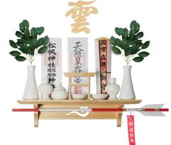 Tonbobo Shinto Modern Shinto White Natural with Talisman Stand Wall-Mounted Altar, Altar, Pine, Wood,