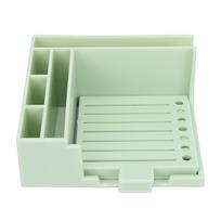 Sticky Note Stencil Set Multifunctional Sticky Pad Holder with 5 Stencils 100 Sheet Note Pads for Classroom Office žalia