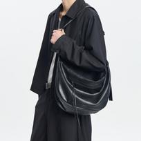 Korean Men's Retro Motorcycle Crossbody Bag - Large Capacity, Trendy Hobo Style juoda