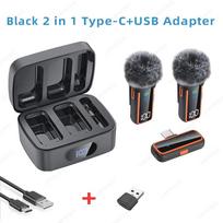 2.4G Wireless Lavalier Microphone AI Noise Cancelling Voice Changer Dual LED Display Charging Case Outdoor Mobile Live Streaming Interview Microphone juoda