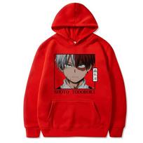Karštas Anime Mano Herojus Akademija Shoto Todoroki Grafinis Spaudas Su Gobtuvu Vyriški Moteriški Džemperiai Didelio Dydžio Kasdienis Džemperis Harajuku Gatvės Drabužiai M raudona
