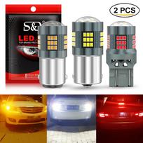 2X P21W LED 1156 BA15S BAU15S PY21W 1157 BAY15D P21/5W Led T20 7440 W21W WY21W 7443 W21/5W lemputės 57SMD automobilio posūkio signalas stabdžių atbulinės eigos žibintai 1156 BA15S P21W geltona
