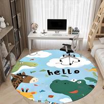 1PC Zoo Animals Pattern Office Round Area Rug, Mat Suitable For Office, Under Office Chairs Bedroom Living Room Home Decor, Room Deco 120cm