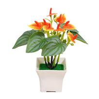 1 vnt darbalaukio ornamentas plastikinė gėlė Anthurium bonsai namų dekoras dirbtinis anturio netikras augalas oranžinė