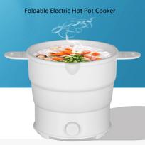 Foldable Electric Hot Cooker 800W 1.2L Travel Pot for Camping Office Hotel Noodle Porridge Soup EU white