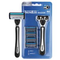Trendler Razor for Men | 5 Blade Shaving Razor with 5 Cartridges | Smooth & Close Shave | Ergonomic Non-Slip Handle | Value Pack (1 Handle + 5 Cart black