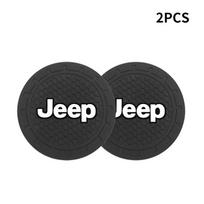 New 1/2pcs Car Water Cup Waterproof Non-slip Silicone Coasters For Jeep Wrangler Grand Cherokee Compass Renegade Cherokee Gladiator black