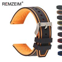 Rubber Silicone Watch Band Strap 20mm 22mm 24mm Women Men Green Red Black Sport Watch Band Stainless Steel Metal Clasp 24mm orange
