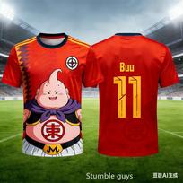 Dragon Ball Kids Football Jersey Goku Vegeta Fusion Print Boys Girls Soccer Short Sleeve Anime Men Casual Tee 4XL red