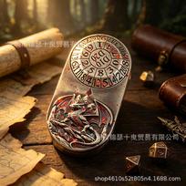 7-in-1 Roller Turntable Dice for Dungeons & Dragons, DND, Tabletop RPG, and Cthulhu Board Game. sidabro baltos spalvos