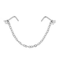 Love Heart Chain Nostril Ball Septum Rings Nose Piercing Ring Nose Stud Double Nose Chain C 3cm