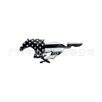 Applicable Mustang car logo, metal sticker, fender side label GT Cobra body sticker, American flag decorative label black