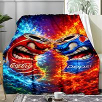 Cola vs Pepsi Print Flannel Blanket, Soft Warm Lightweight Throw Blanket for living Room,Sofa Bed Camping office 80cmx120cm blue