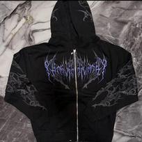 Men Gothic Skull Graphic Full Zip Up Hoodie  Long Sleeve Winter Punk Goth Streetwear Oversized Sweatshirt XL