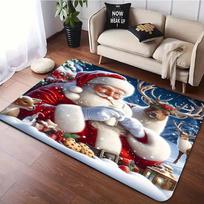 Christmas Santa Claus Print Area Rugs Non Slip Flannel Carpets for Home Living Room Sofa Rug Bedroom Christmas Decor Floor Mats 40X60cm-16x24in