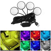 Automobilio LED aplinkos apšvietimas, Automobilio kojų apšvietimas, Maitinamas USB, Universali transporto priemonės dekoratyvinė šviesa, Reaguojanti į garsą, black