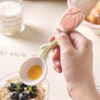 Tulip spoon ceramic household soup small spoon spoon rice spoon spoon creative high value long handle dessert spoon beige