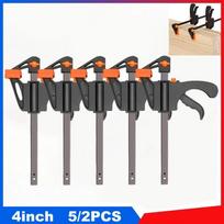 5/2-Pack 4-Inch Quick-Release Bar Clamps - One-Hand Ratchet Clamp Set for Woodworking & DIY Projects, Hardened Steel Jaws gray
