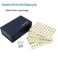 Mini Pocket Mahjong Travel Set: Portable Hand-Rubbed Tiles for Dorm or Outdoor Multiplayer Fun black