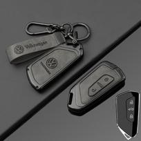 T25Fashion New Double-sided Leather Car Key Case Cover Shell Protection Auto Styling Accessories For VW Volkswagen Golf 8 MK8 Leon black