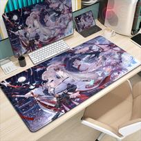 Wuthering Waves Kawaii Anime Girl Hiyuki Mousepad PC Gaming Keyboard Mat Large Anti-slip Rubber Desktop Mauspad 900x400mm Carpet 30cmx60cm gray