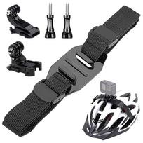 Universal Adjustable‑Strap Bike Helmet Camera Mount, 360° Swivel J‑Hook Bracket for GoPro Insta360 DJI Action Cameras gray