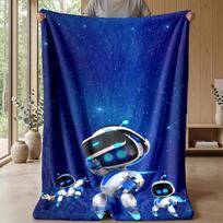 Astro Bot Cozy Flannel Blanket, Comfortable Warm Throw Blanket for Bedroom Sofa Home Use 130cmx150cm
