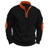 Color Blocked Loose Casual Fleece Stand Collar Half Zip Long Sleeve Men Sweatshirt XXXL