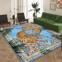 Jungle Tiger Botanical Print Area Rug for Living Room  Bedroom – Machine Washable Floor Mat, Sofa Coffee Table Carpet 60x90cm(23x35in)
