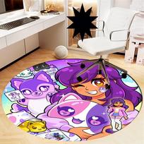 Aphmau Printed Round Rug Carpet Chair Rug Area Rug Entryway Doormats,for Office Chair Living Room Bedroom Kitchen Room. 150cmx150cm black