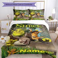 3pcs Custom Name Shrek Bedding Set Duvet Cover Closure Includes 1 Duvet Cover & 2 Pillowcases, Soft and Comfortable for All Seasons. 135cmx200cm white
