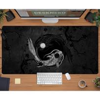 Black And White Desk Mat Koi Fish Pond Japanese Mousepad Large Yin Yang Grey Gaming Deskmat Alfombrillas Gaming 900x400X2mm