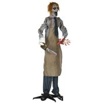 5,5 pėd. Gyvo dydžio Helovino Animatroninis Stovintis Grandininio Pjūklo Žudikas Su Šviečiančiomis Akimis Garsu Aktyvuojamas Judantis Kūnas Baisios Helovino Dekoracijos Baterija