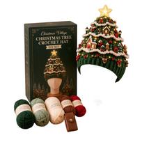 Light-Up Christmas Tree Crochet Hat Set for Holiday Parties One Size