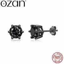 OZAN Real Black Moissanite 925 Sterling Silver Earrings Stud Earrings Black Gold Plated Fashion Gemstone Jewelry Birthday Gift black