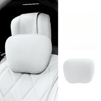 Comfort Nappa Leather Car Neck and Lumbar Pillow Soft Car Headrest Lumbar Support Car Seat Accessories Cars Neck and Back Pillow white
