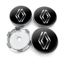 4 vnt. 60 mm automobilio ratlankio centrinis dangtelis, ratlankio apdaila, emblemos lipdukai Renault Megane 2 3 Clio 4 Captur Kadjar Fluence Automobilių dalys juoda