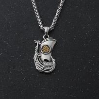 Norse Mythology Viking Longship VALKNUT Necklace Nordic Compass Wolf Gungnir Protection  Pendant black
