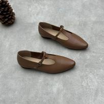 Handmade Leather Thong Single Shoes Flat Pointed Toe Soft Cowhide Women's Shoes 40 kava