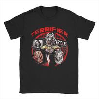 Novelty Halloween Horror Terrifier Film T-Shirt Men Round Neck Cotton T Shirts  Short Sleeve Tee Shirt Plus Size Clothes 4XL gray