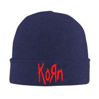 Korn Rock Band Knit Cuff Beanie Skull Hats For Men Women Winter Skull Beanies Knitting Hat Cap blue