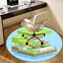 Bitė, Pixel Games Minecraft Kėdės kilimėlis Apvalus kilimas Biuro kilimas, Skalbiamas mašinoje, Neslystantis, Tinka svetainėms, Miegamiesiems 120cm gray